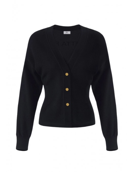 Cardigan ELISABETTA FRANCHI, Logo insert on back, Negru - MK69Q61E2110