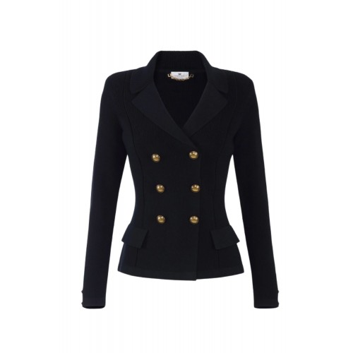 Cardigan ELISABETTA FRANCHI, Butoni aurii, Negru