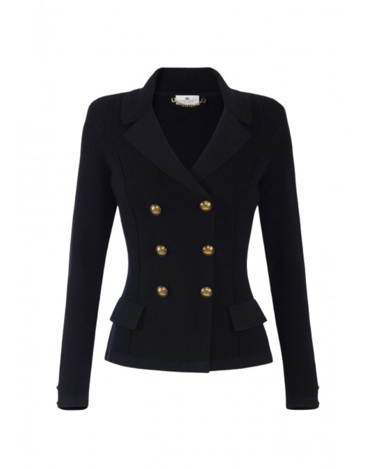 Cardigan ELISABETTA FRANCHI, Butoni aurii, Negru - MK82S61E2110