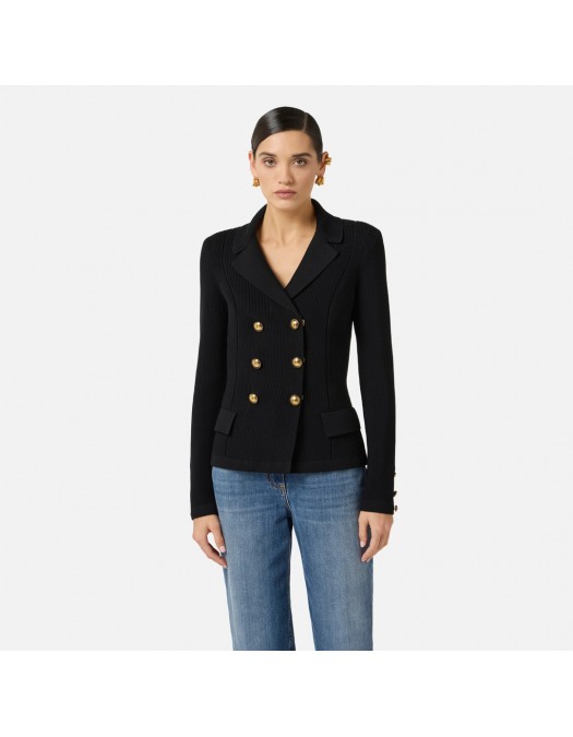 Cardigan ELISABETTA FRANCHI, Butoni aurii, Negru - MK82S61E2110