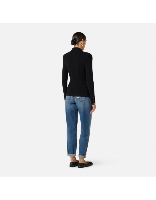 Cardigan ELISABETTA FRANCHI, Butoni aurii, Negru - MK82S61E2110