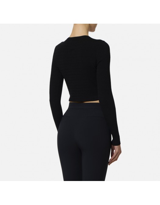 Cardigan ELISABETTA FRANCHI, Micro-braided knit cardigan, Negru - MK88B61E2110