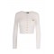 Cardigan ELISABETTA FRANCHI, Micro-braided knit cardigan, Alb