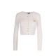Cardigan ELISABETTA FRANCHI, Micro-braided knit cardigan, Alb - MK88B61E2EV4