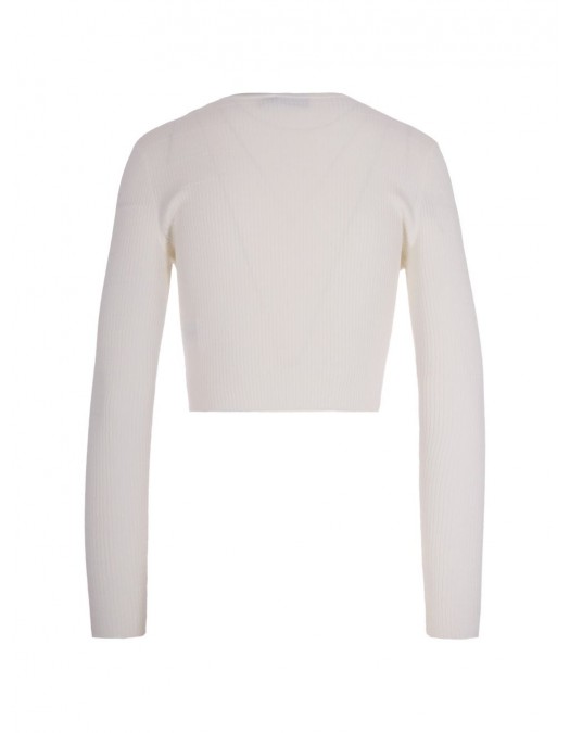 Cardigan ELISABETTA FRANCHI, Micro-braided knit cardigan, Alb - MK88B61E2EV4