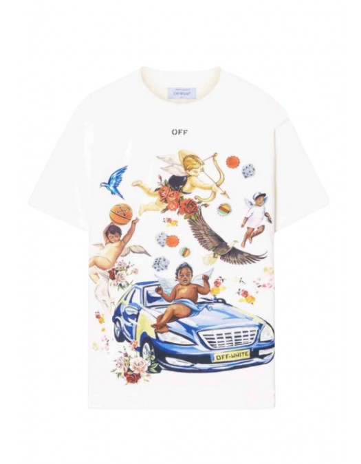 TRICOU OFF WHITE, Fresh Car T-shirt, Alb - OMAA027S25JER0030110