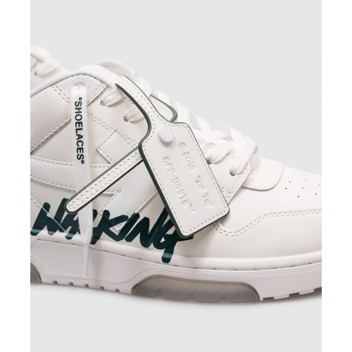 Sneakers OFF WHITE, Out Of Office For Walking, Green Details, White Sneakers OFF WHITE, Out Of Office For Walking, Green Details, White