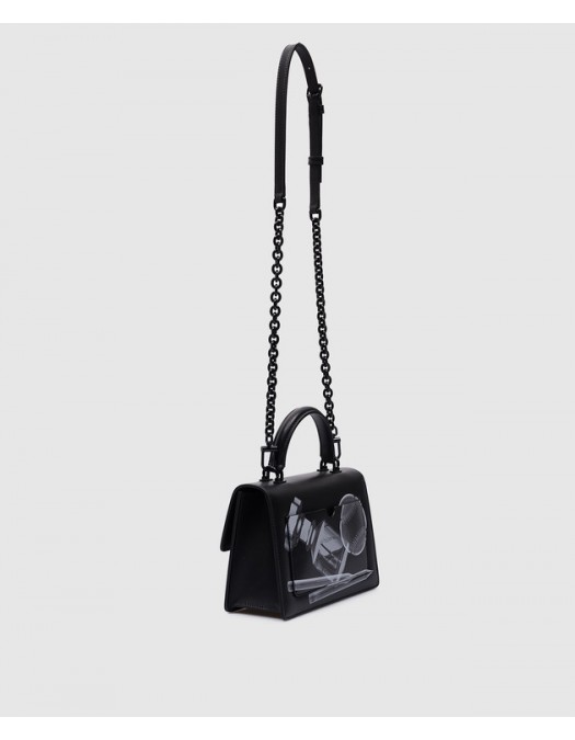 Geanta OFF WHITE, Jitney 1.4 black leather bag with X-ray print, Negru - OWNP050S24LEA0041001