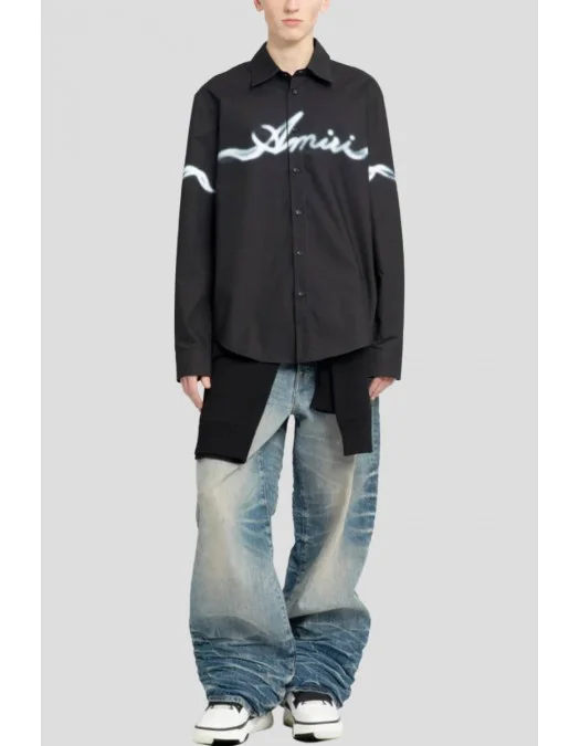 Camasa AMIRI, Smoke Print, Negru - PS24MSL008BLACK Camasa AMIRI, Smoke Print, Negru - PS24MSL008BLACK