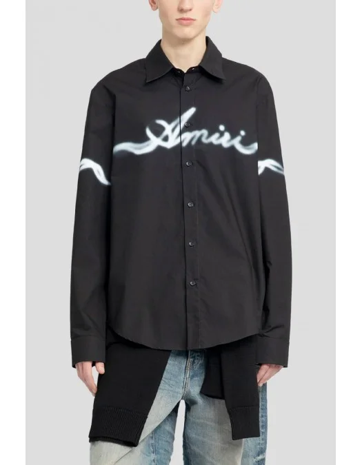 Camasa AMIRI, Smoke Print, Negru - PS24MSL008BLACK Camasa AMIRI, Smoke Print, Negru - PS24MSL008BLACK