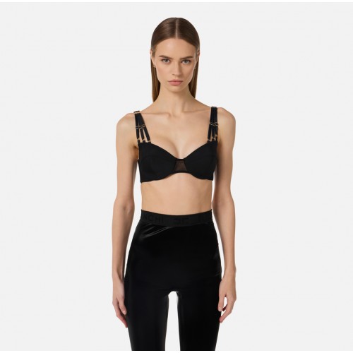Sutien ELISABETTA FRANCHI, Jersey and tulle, Black