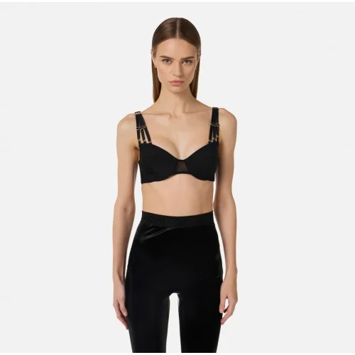 Sutien ELISABETTA FRANCHI, Jersey and tulle, Black