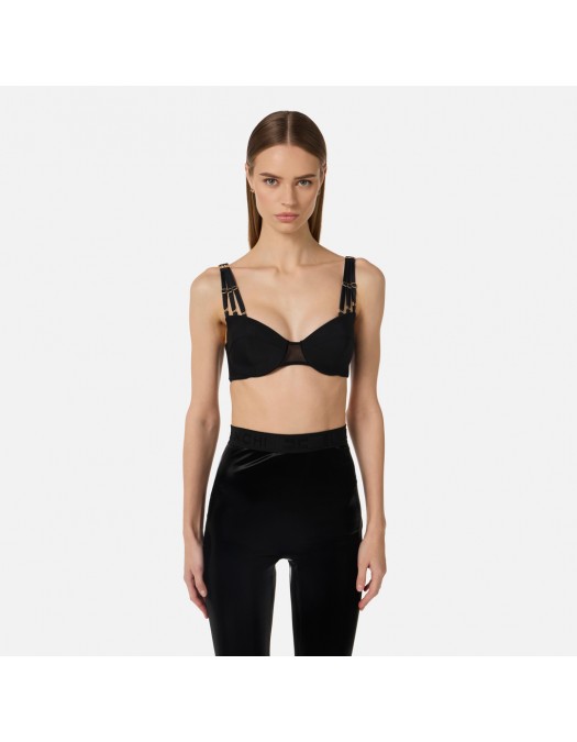 Sutien ELISABETTA FRANCHI, Jersey and tulle, Black - RG00361E2110