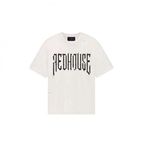 Tricou Redhouse,Ripped White Tee, Destroyed T-shirt White, Regular Fit Tricou Redhouse,Ripped White Tee, Destroyed T-shirt White, Regular Fit