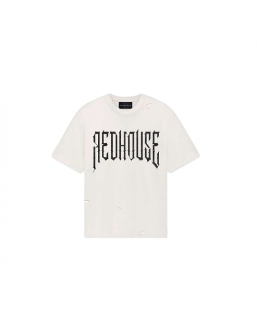 Tricou Redhouse,Ripped White Tee, Destroyed T-shirt White - RHTS211
