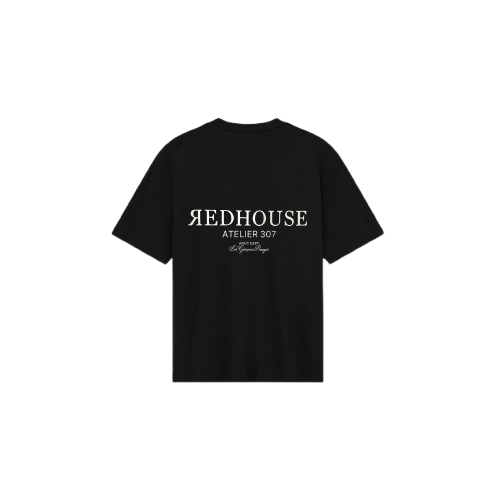 Tricou REDHOUSE, Atelier 307, Black, Regular Fit Tricou REDHOUSE, Atelier 307, Black, Regular Fit