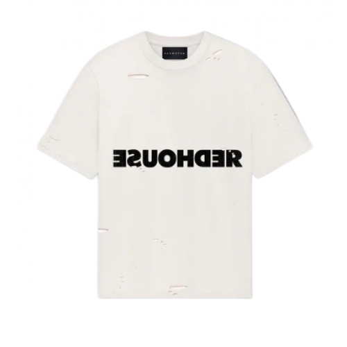 Tricou REDHOUSE, Inverted Ripped White Tee, Regular Fit Tricou REDHOUSE, Inverted Ripped White Tee, Regular Fit