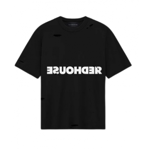 Tricou REDHOUSE, Inverted ripped Black Tee, Regular Fit Tricou REDHOUSE, Inverted ripped Black Tee, Regular Fit