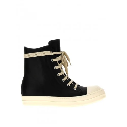 SNEAKERS RICK OWENS, High Top, Smooth Leather, Black