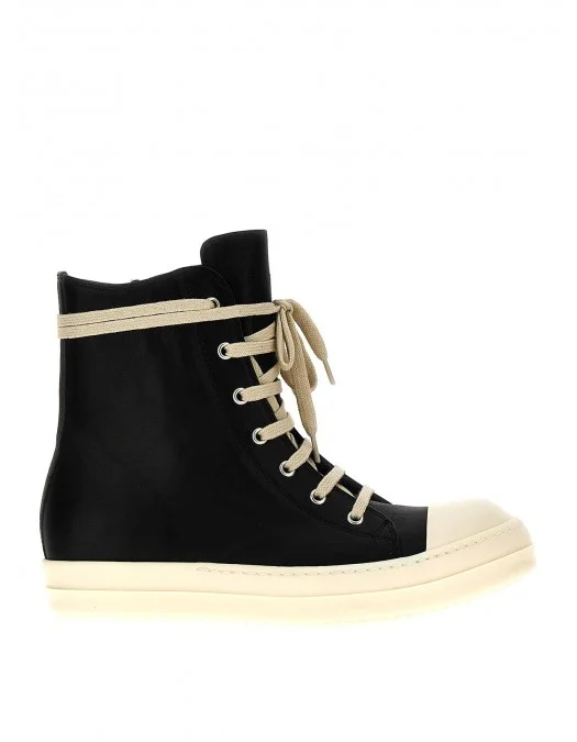 靴 rick owens SNEAKERS RICK OWENS, High Top, Smooth Leather, Black
