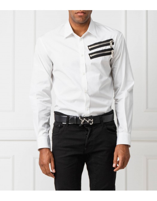 Camasa DSQUARED2, Fermoare negre atasate, Alb - S71DM0338100
