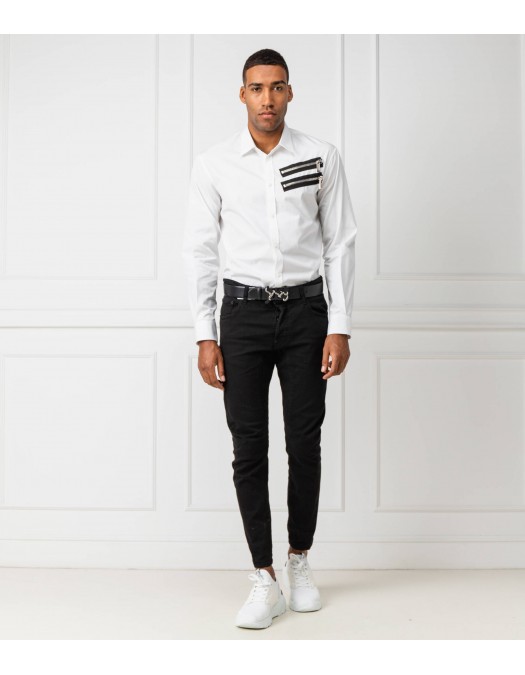 Camasa DSQUARED2, Fermoare negre atasate, Alb - S71DM0338100