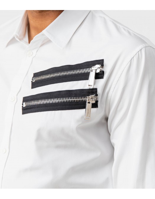 Camasa DSQUARED2, Fermoare negre atasate, Alb - S71DM0338100