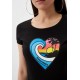 Tricou DSQUARED2, Heart Multicolor Print, Black - S72GD0522S24668900