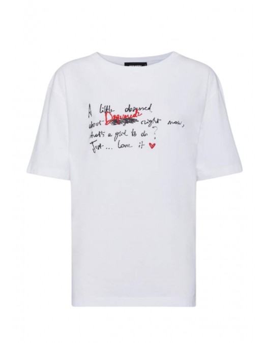 Tricou DSQUARED2, Wash Breezy Fit Doodle, Alb - S72GD0572D20020100