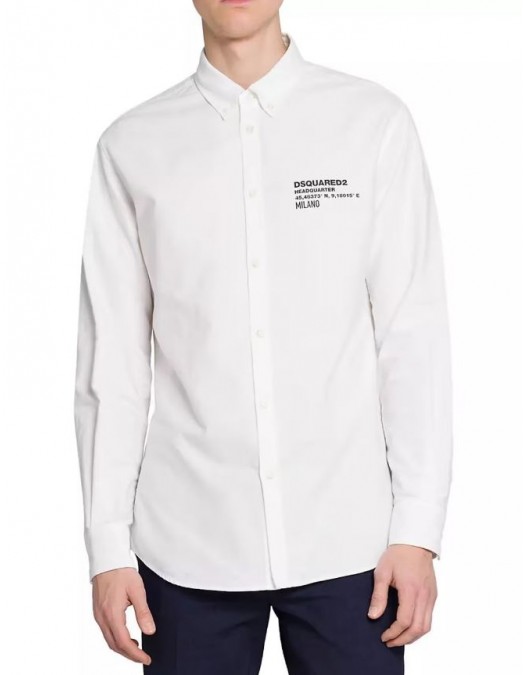 CAMASA DSQUARED2 Regular Fit, Logo Print, Alb - S74DM0861S52493100