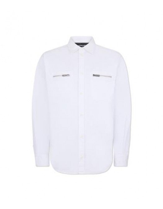Camasa DSQUARED2, Fermoare atasate, Stretch Cotton Twill, Alb - S74DM1013S35175100