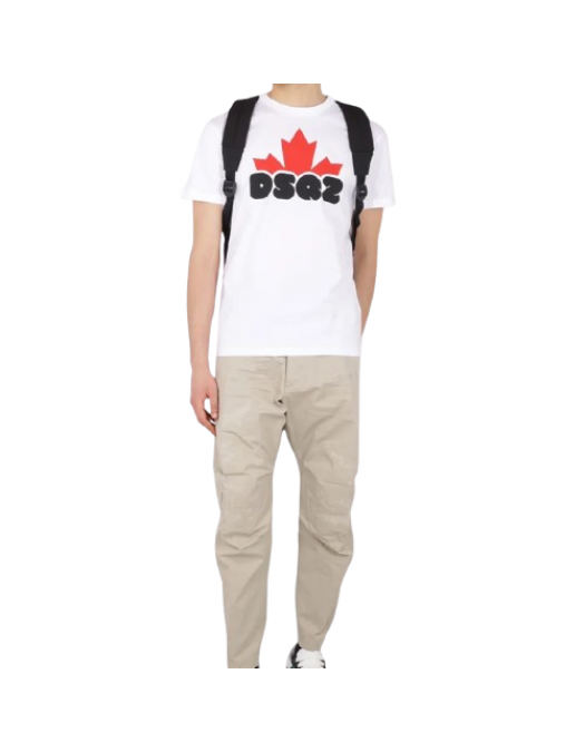 Tricou DSQUARED2, Leaf Red Logo, Alb - S74GD1159S23009100