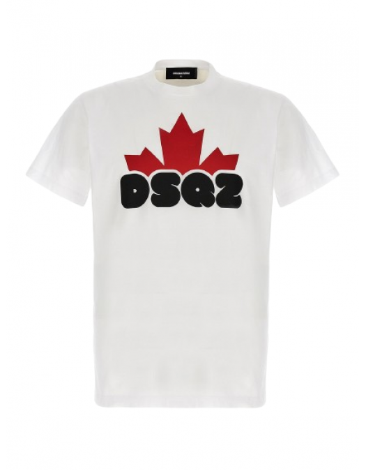 Tricou DSQUARED2, Leaf Red Logo, Alb - S74GD1159S23009100
