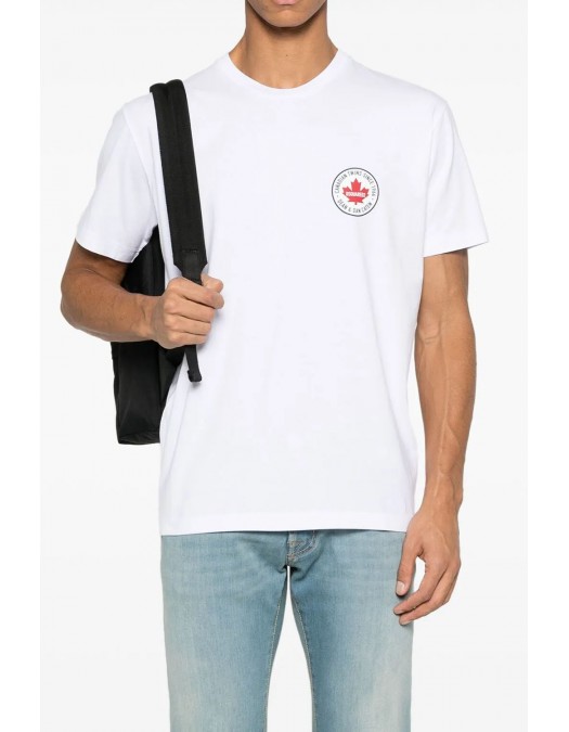 TRICOU DSQUARED2, Logo Print, Red Leaf, White - S74GD1396D20020100 TRICOU DSQUARED2, Logo Print, Red Leaf, White - S74GD1396D20020100