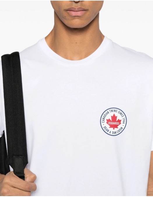 TRICOU DSQUARED2, Logo Print, Red Leaf, White - S74GD1396D20020100 TRICOU DSQUARED2, Logo Print, Red Leaf, White - S74GD1396D20020100