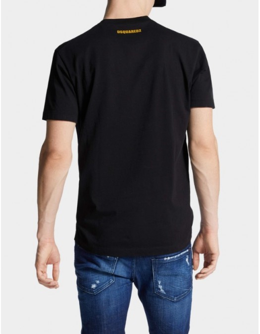 Tricou DSQUARED2, Green Print, Freezing, Logo, Black - S74GD1450D20020900 Tricou DSQUARED2, Green Print, Freezing, Logo, Black - S74GD1450D20020900