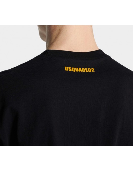 Tricou DSQUARED2, Green Print, Freezing, Logo, Black - S74GD1450D20020900 Tricou DSQUARED2, Green Print, Freezing, Logo, Black - S74GD1450D20020900