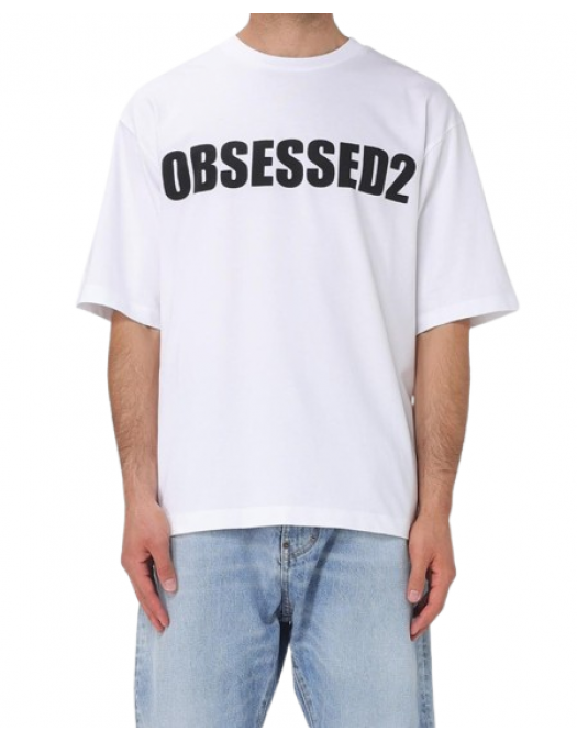 Tricou DSQUARED2, Large Obsessed2, Simple, White - S74GD1478D20033100 Tricou DSQUARED2, Large Obsessed2, Simple, White - S74GD1478D20033100