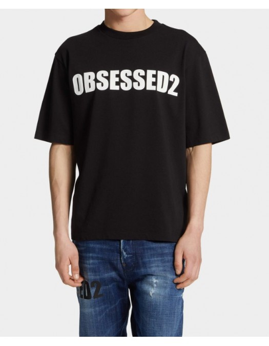 Tricou DSQUARED2, Large Obsessed2, Simple, Black - S74GD1478D20033900 Tricou DSQUARED2, Large Obsessed2, Simple, Black - S74GD1478D20033900