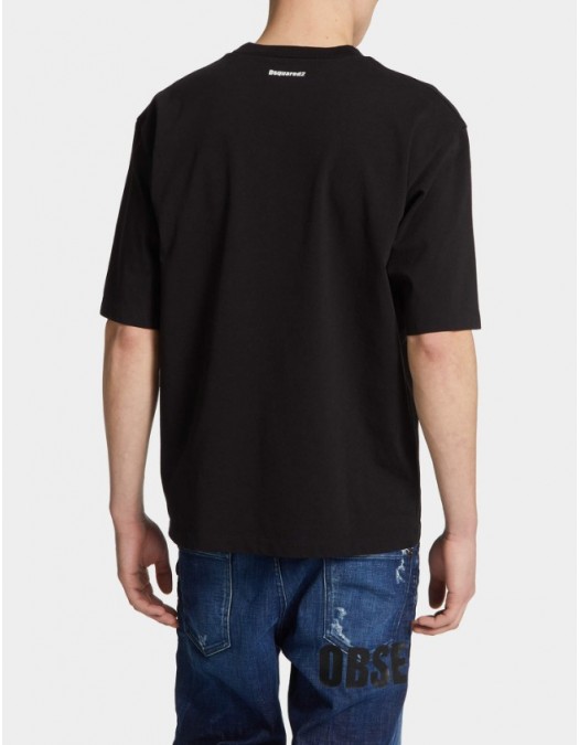 Tricou DSQUARED2, Large Obsessed2, Simple, Black - S74GD1478D20033900 Tricou DSQUARED2, Large Obsessed2, Simple, Black - S74GD1478D20033900