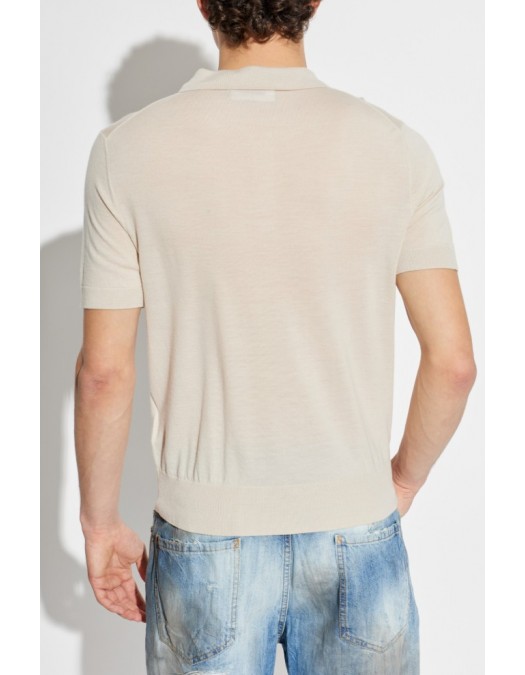 Tricou DSQUARED2, Wool Jersey Stitch, Navy Bej - S74HA1628D13205736