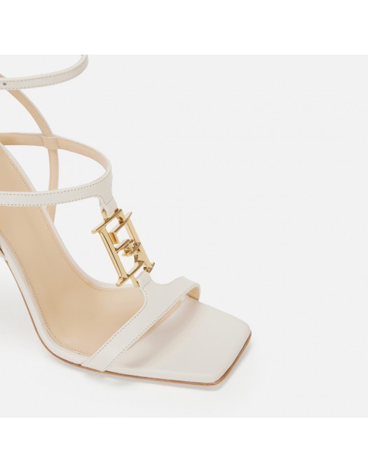 Sandale ELISABETTA FRANCHI, Logo Brand atasat, Alb - SA07B61E2193