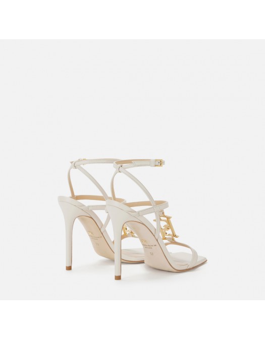 Sandale ELISABETTA FRANCHI, Logo Brand atasat, Alb - SA07B61E2193