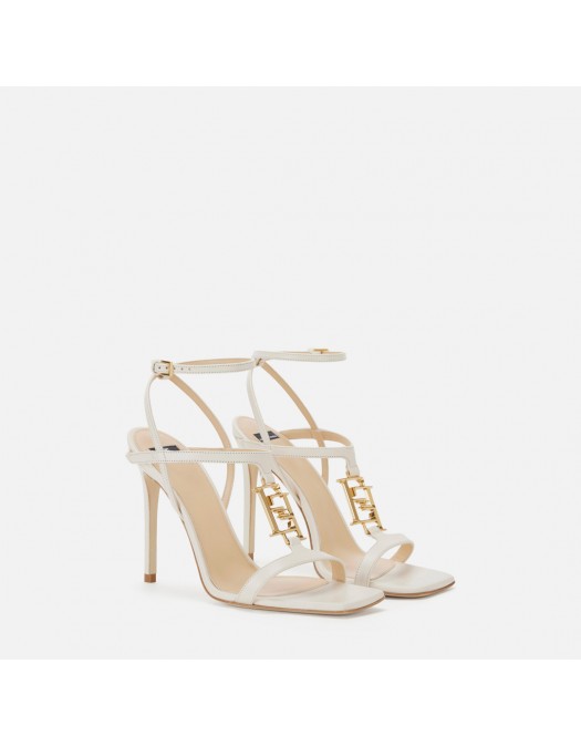 Sandale ELISABETTA FRANCHI, Logo Brand atasat, Alb - SA07B61E2193