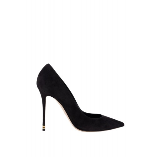 Pantofi  ELISABETTA FRANCHI, Logo Suede Décolleté Étoile, Negru