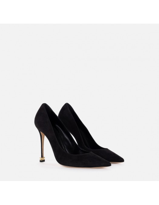 Pantofi  ELISABETTA FRANCHI, Logo Suede Décolleté Étoile, Negru - SA19L30EC110