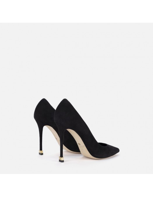 Pantofi  ELISABETTA FRANCHI, Logo Suede Décolleté Étoile, Negru - SA19L30EC110