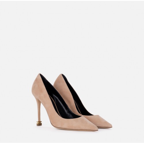 Pantofi  ELISABETTA FRANCHI, Logo Suede Décolleté Étoile, Beige