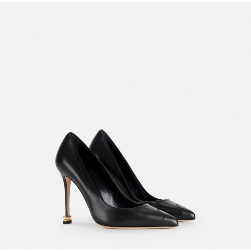 Pantofi ELISABETTA FRANCHI, Nappa leather pumps with toecap Étoile, Negru