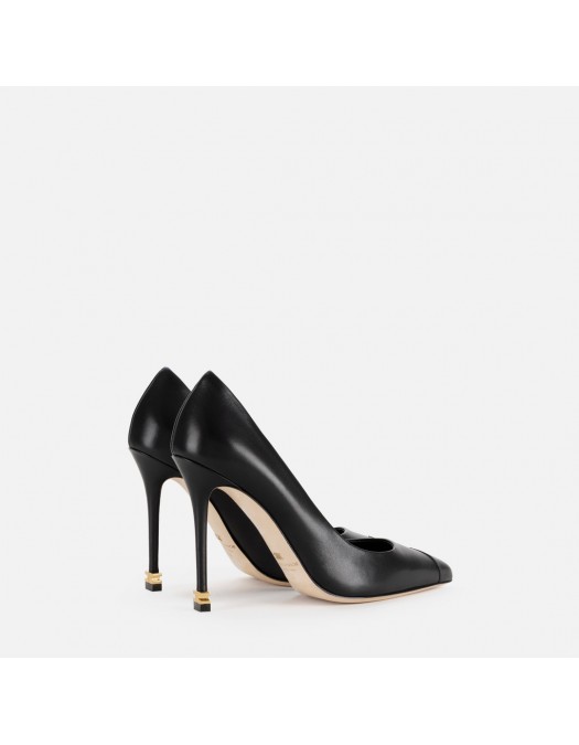 Pantofi ELISABETTA FRANCHI, Nappa leather pumps with toecap Étoile, Negru - SA21L30EC110